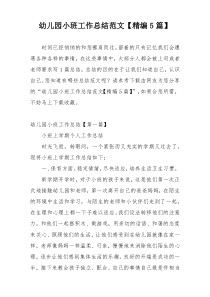 幼儿园小班工作总结范文【精编5篇】