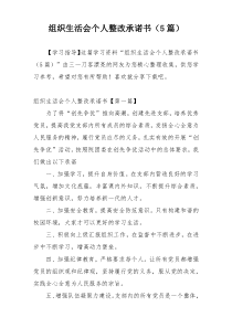 组织生活会个人整改承诺书（5篇）