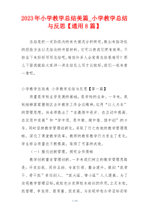 2023年小学教学总结美篇_小学教学总结与反思【通用8篇】