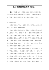 社会实践的实践方式（3篇）