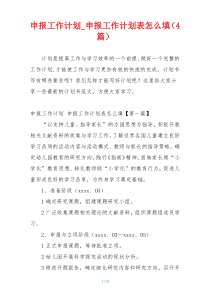 申报工作计划_申报工作计划表怎么填（4篇）