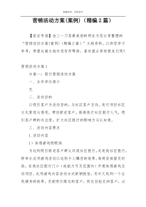 营销活动方案(案例)（精编2篇）