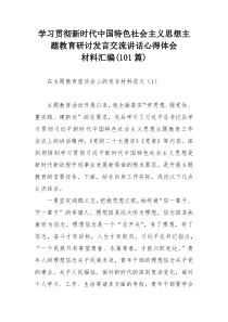 学习贯彻新时代中国特色社会主义思想主题教育研讨发言交流讲话心得体会