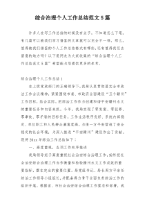 综合治理个人工作总结范文5篇