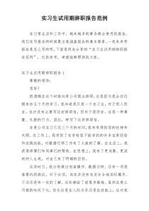 实习生试用期辞职报告范例
