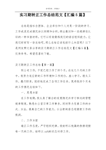 实习期转正工作总结范文【汇编5篇】