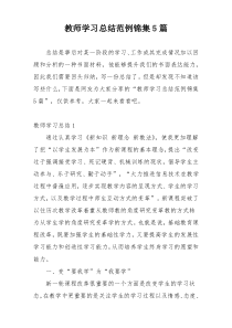 教师学习总结范例锦集5篇