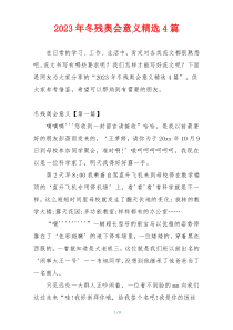 2023年冬残奥会意义精选4篇