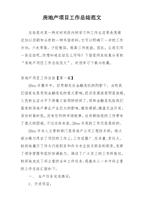 房地产项目工作总结范文