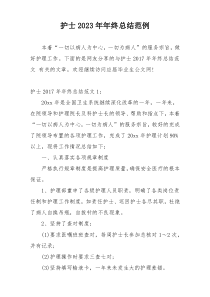 护士2023年年终总结范例