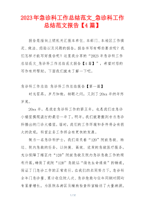 2023年急诊科工作总结范文_急诊科工作总结范文报告【4篇】