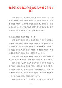 程序员试用期工作总结范文事例【实用4篇】