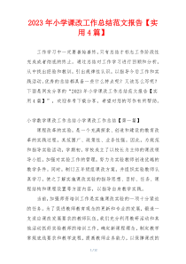 2023年小学课改工作总结范文报告【实用4篇】