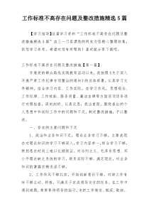 工作标准不高存在问题及整改措施精选5篇