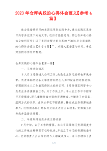 2023年仓库实践的心得体会范文【参考4篇】