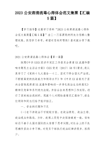 2023公安肃清流毒心得体会范文集聚【汇编5篇】