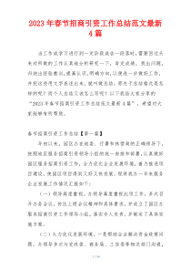 2023年春节招商引资工作总结范文最新4篇