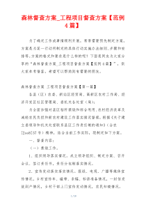 森林督查方案_工程项目督查方案【范例4篇】