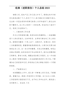 经典（述职报告）个人总结2023