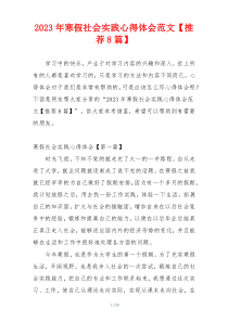 2023年寒假社会实践心得体会范文【推荐8篇】