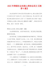 2023年寒假社会实践心得体会范文【推荐5篇】