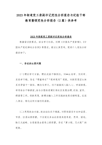 2023年街道党工委副书记党性分析报告与纪检干部教育整顿党性分析报告（2篇）供参考