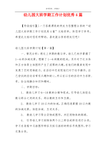 幼儿园大班学期工作计划优秀4篇