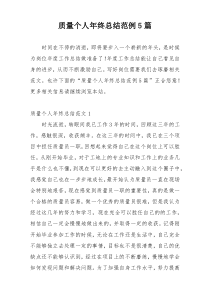 质量个人年终总结范例5篇