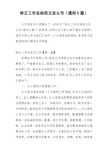 转正工作总结范文怎么写（通用5篇）