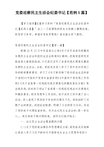 党委巡察民主生活会纪委书记【范例5篇】