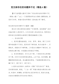 党支部存在的问题和不足（精选4篇）