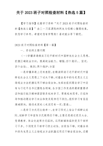 关于2023班子对照检查材料【热选5篇】