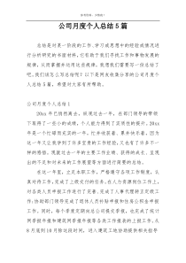 公司月度个人总结5篇
