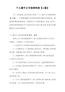个人遵守公司规章制度【4篇】
