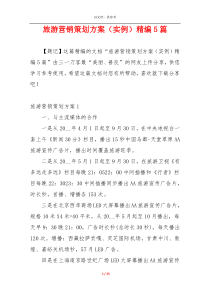 旅游营销策划方案（实例）精编5篇