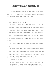 领导班子整体运行情况通用8篇