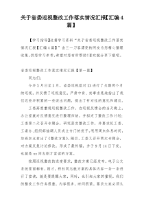 关于省委巡视整改工作落实情况汇报【汇编4篇】