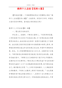 教师个人总结【范例4篇】