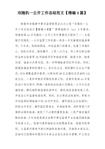 双随机一公开工作总结范文【精编4篇】