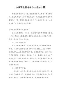 小学班主任考核个人总结3篇