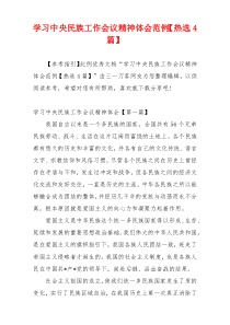 学习中央民族工作会议精神体会范例【热选4篇】