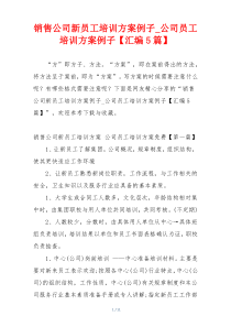 销售公司新员工培训方案例子_公司员工培训方案例子【汇编5篇】