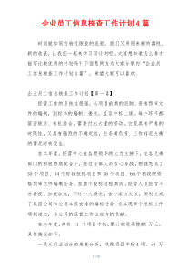 企业员工信息核查工作计划4篇