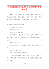 商业街区规划范例汇聚 商业街规划方案精编4篇