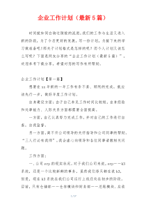 企业工作计划（最新5篇）
