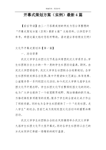 开幕式策划方案（实例）最新4篇