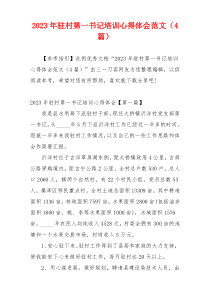 2023年驻村第一书记培训心得体会范文（4篇）