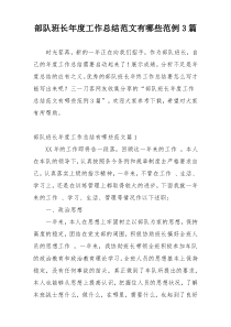 部队班长年度工作总结范文有哪些范例3篇