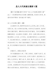 县人大代表建议最新5篇