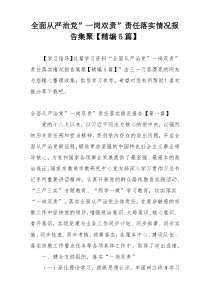 全面从严治党”一岗双责”责任落实情况报告集聚【精编5篇】